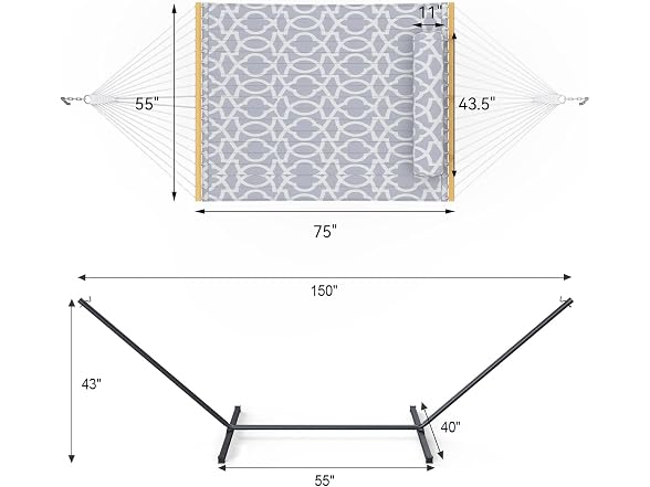 Everyfun EYF-DC300-White Gray 2 Person Outdoor Hammock 