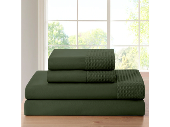 Rayon From Bamboo 4Pc 1800 Count Waffle Hem Sheet Set - Gallery 22