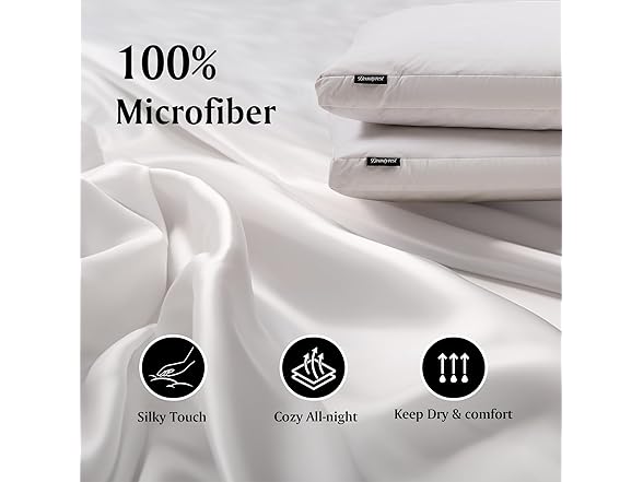 Beautyrest Microfiber Medium Firm Bed Pillows 2-Inch Gusset Feather Down Pillow-Jumbo Size(Set of 2 Pack) (Open Box)