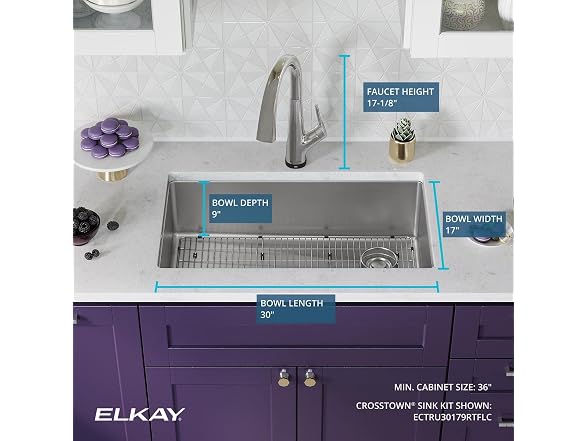 Elkay Crosstown SS 31" Sink Kit w Filtered Faucet