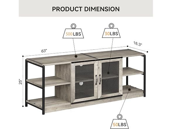 IDEALHOUSE Farmhouse TV Stand 65 Mesh