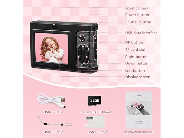 MQOUNY Digital Camera, FHD 1080P w/ 32GB Card