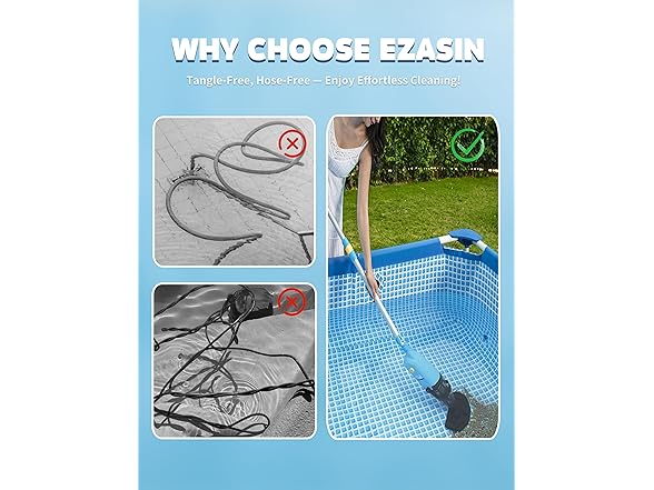 Pool Vacuum Cleaner for Above Ground Pool, Cordless Handheld (Open Box)