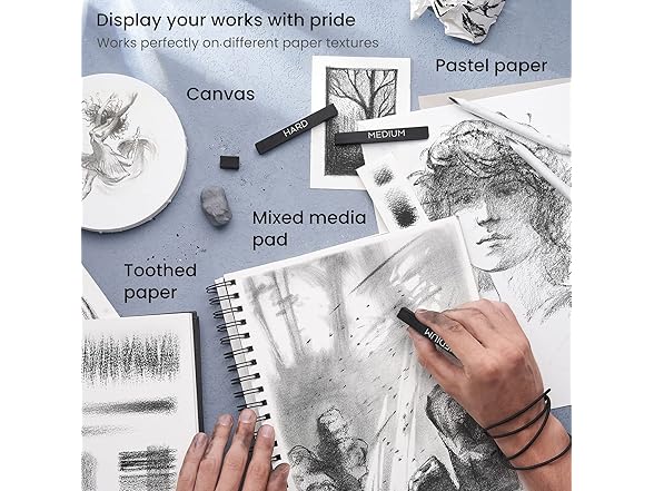 ARTEZA Compressed Charcoal Sticks Set