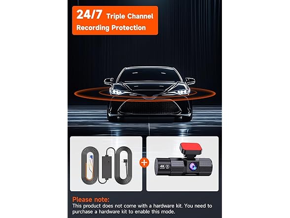 TUIFAC 4K 3 Channel Dash Cam