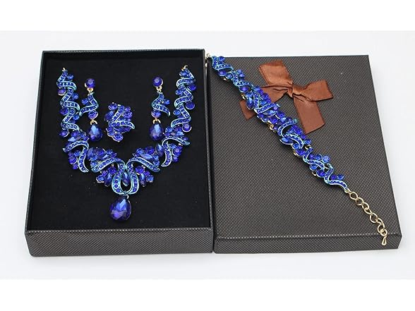 QYJ Women's Jewelry Set Blue-Gold Plated