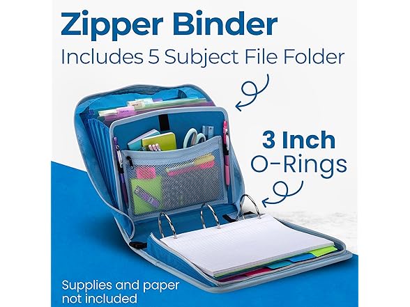 Case-it Mighty Zip Tab School Zipper Binder