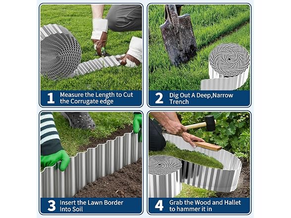 Galvanised Metal Wave Cut Lawn Edging