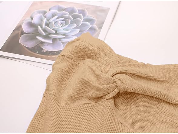 Missactiver Women (L) Twist Front Knit Top Khaki
