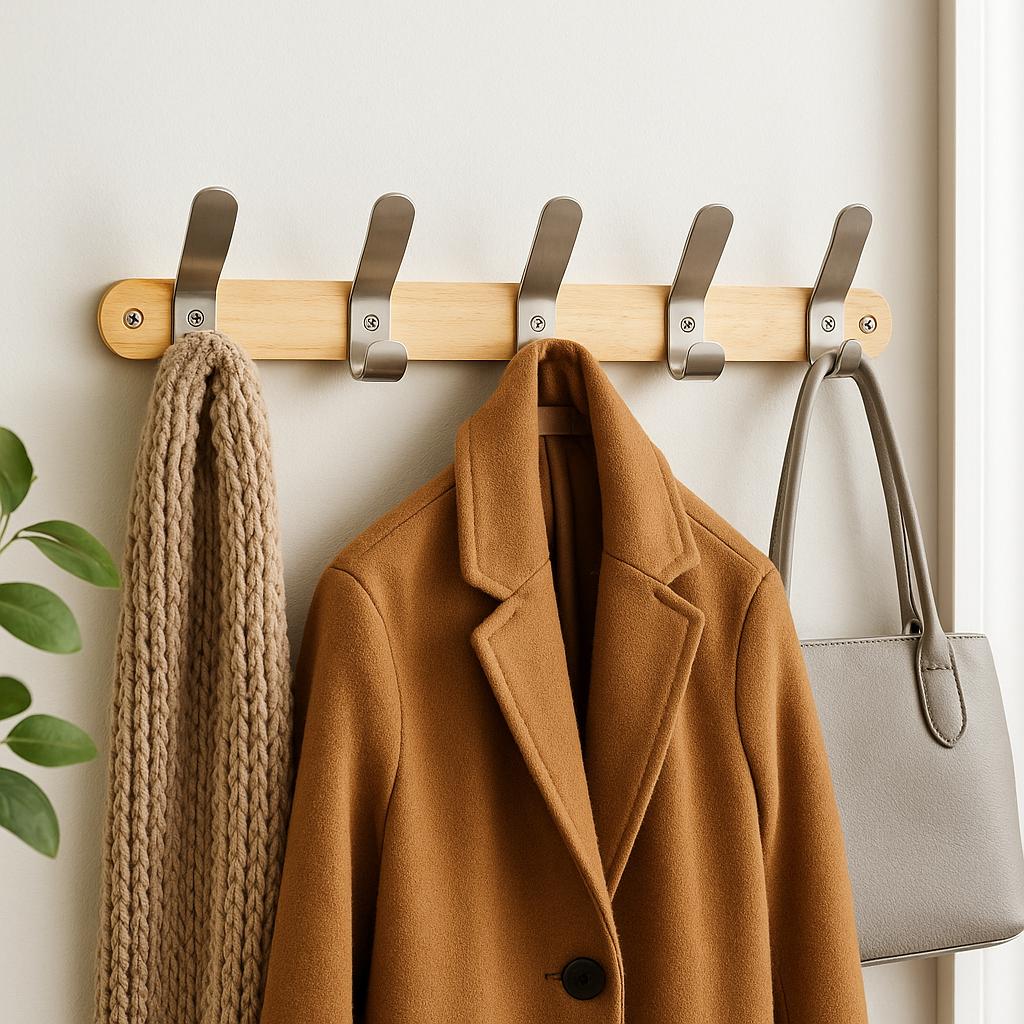 Wall Mounted Wood & Metal Hook Coat Rack - Gallery 20
