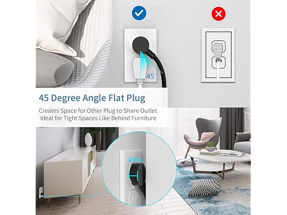 NTONPOWER Flat Plug Extension Cord