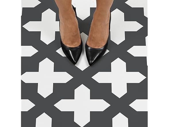 Nordic Peel & Stick Floor Tiles, Black 10pc