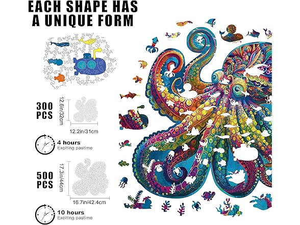 300 Pcs Wooden Octopus Puzzle