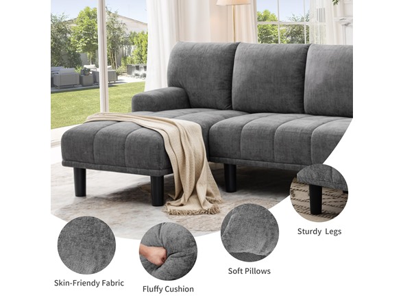 YITAHOME U-Shape Sectional Couch, Grey