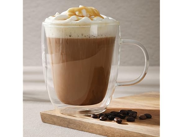 Mr. Coffee 16 Ounce Insulated Double Wall Glass Coffee & Tea Cups
