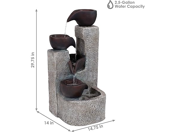 Sunnydaze Aged Tiered Vessels 29-Inch Solar Fountain