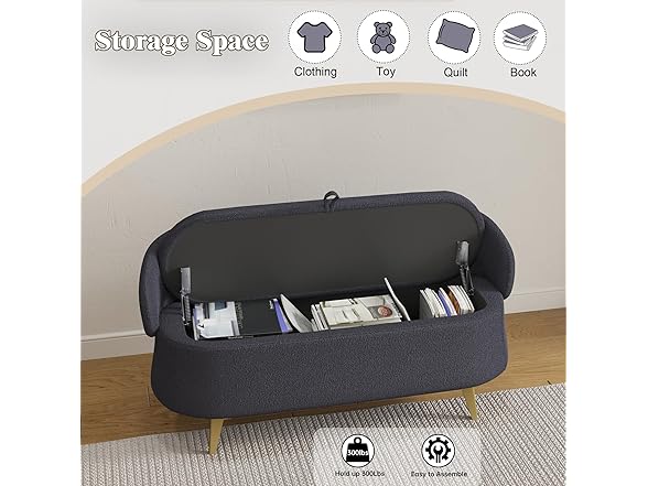 Uneeruiqy Storage Bench Gray
