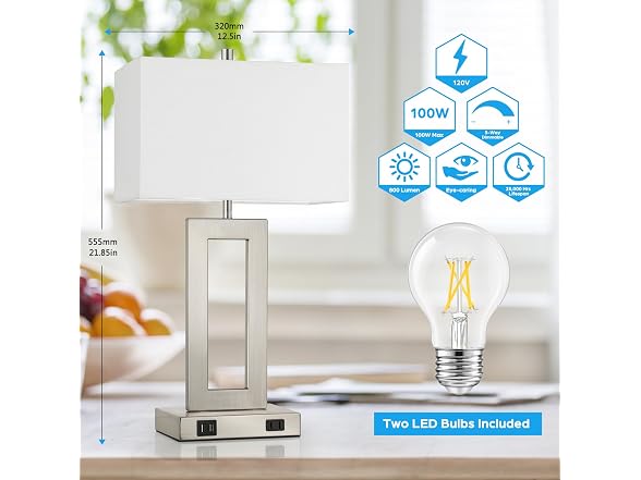 22'' Tall Table Lamps for Bedroom Set of 2