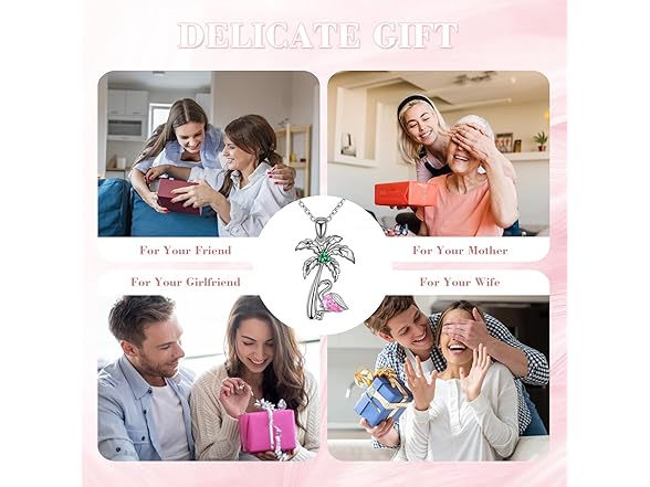 AGNURCADE Necklace Tropical Tree Flamingo