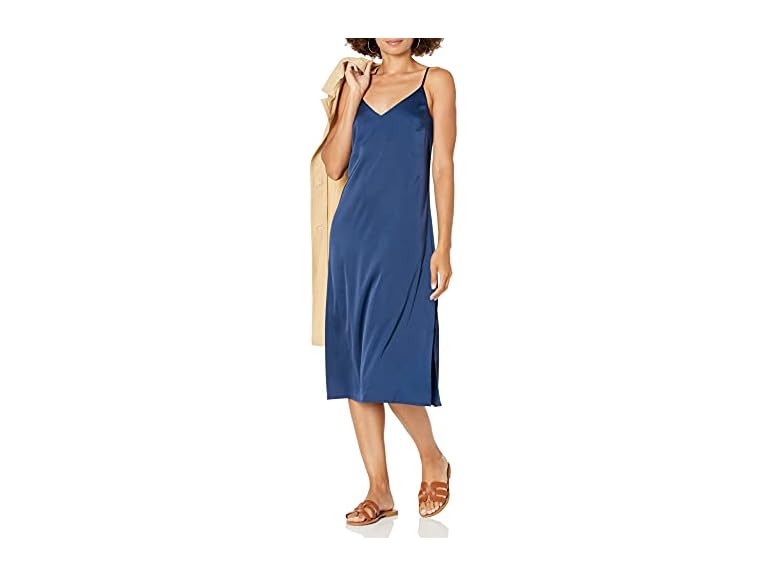 The Drop Women Ana Silky V-neck Midi Slip Dress