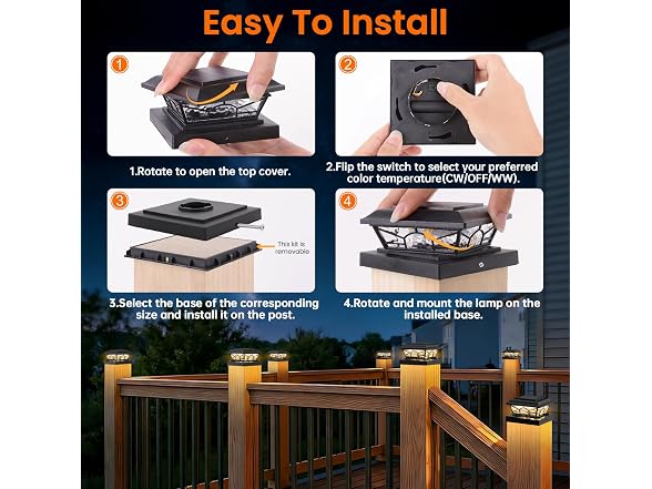Brightever Solar Post Cap 6-Pack Black