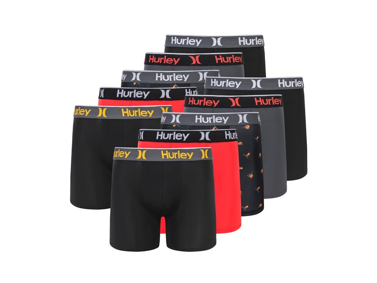 Hurley Men's 10 Pack Printed Boxer Briefs
