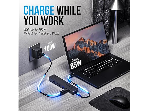 SABRENT USB-C Hub 4K@60Hz HDMI 100W PD