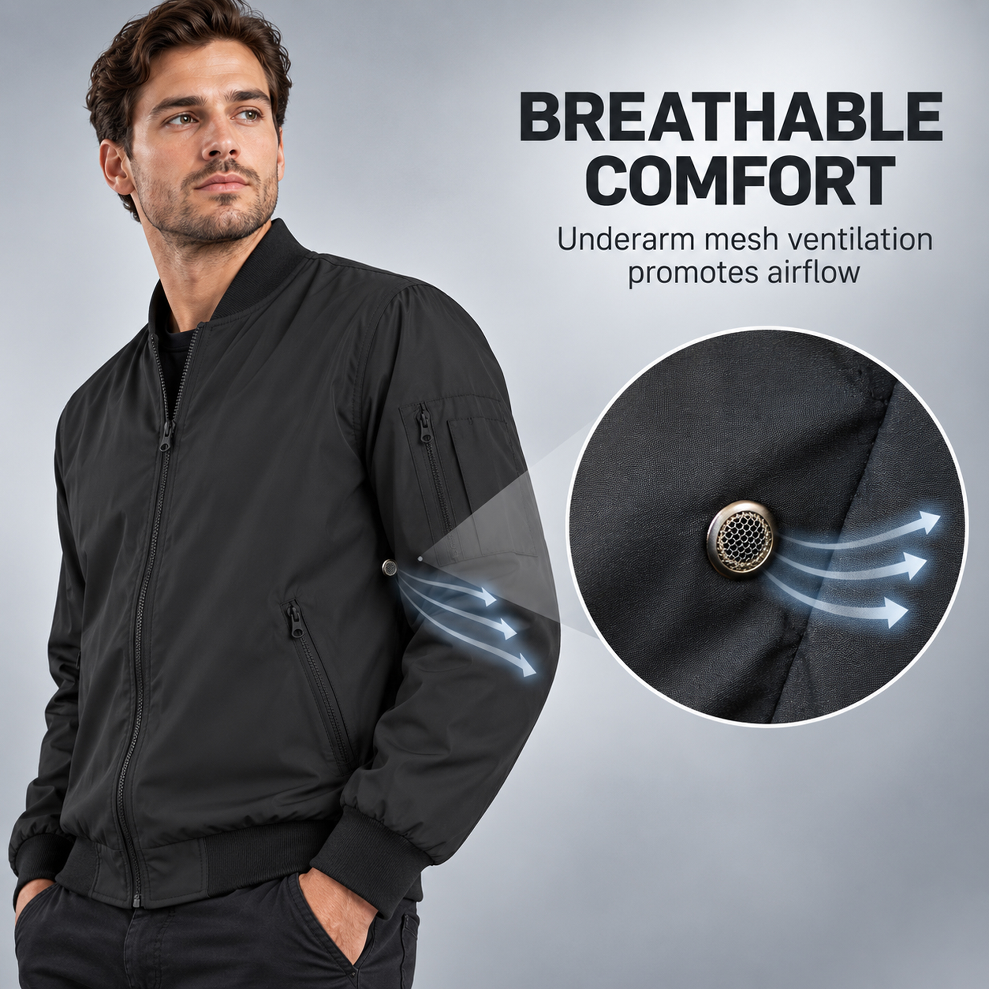 Mens Lightweight Bomber Jacket - Gallery 19