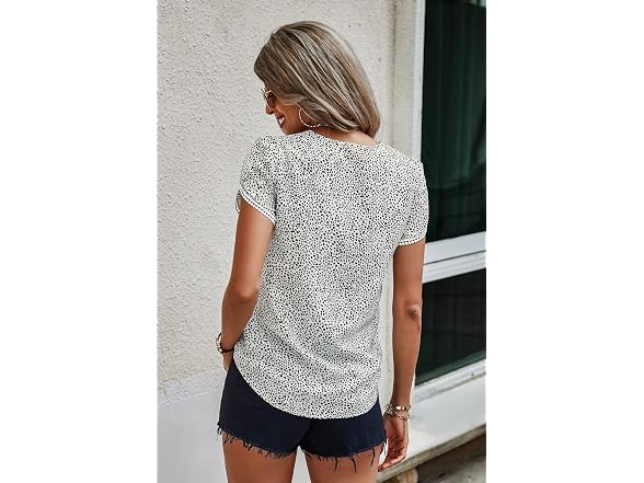 Angashion Women (XL) Tops Casual Lace Crochet Top