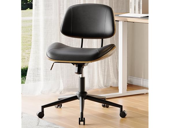 Armless Office Chair with Wheels, PU