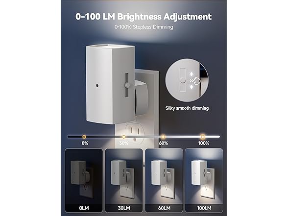 Brightown 2 Pack White Night Lights Plug Pure White