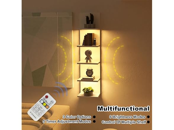 Bloddream 5 Tier Wall Shelves with LED Light