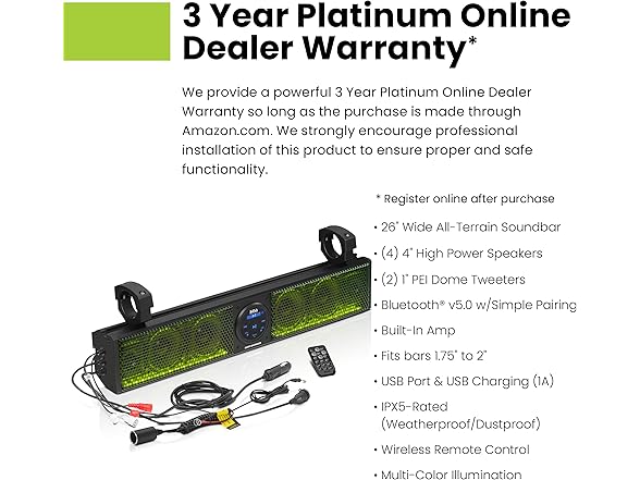 BOSS Audio Systems BRT26RGB ATV UTV Sound Bar - 26 Inches Wi (Open Box)