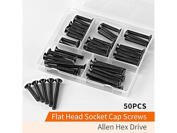 M6 Flat Head Socket Screws Kit 50Pcs