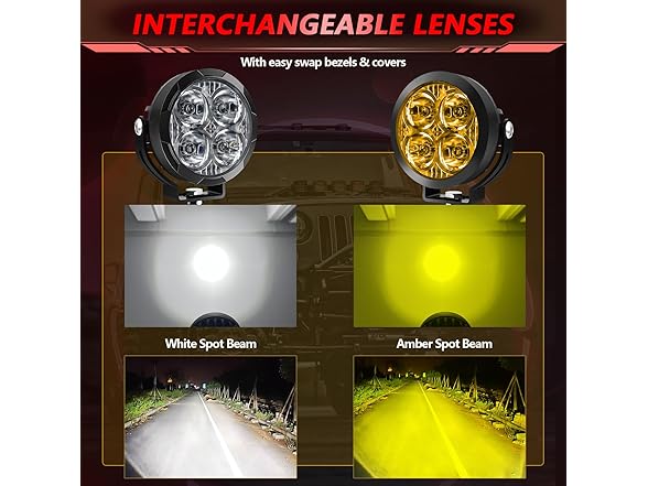 TopAutoGear 3 Inch Round LED Off Road Lights