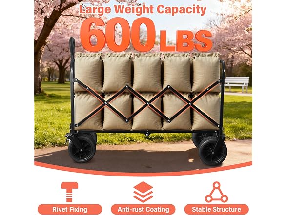 Collapsible Wagon Cart with All-Terrain Wheels