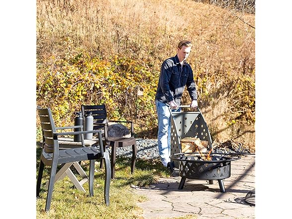 Sunnydaze 34"H Steel Log Cart w/ Wheels