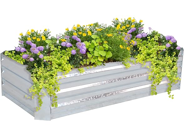 Sunnydaze Rectangle Galvanized Steel Garden Beds, 2pk