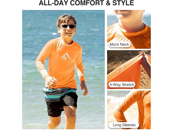 Kanu Surf Boys (3T) Long Sleeve Rashguard Orange