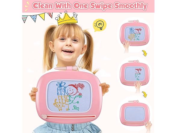 Magnetic Drawing Board for Kids Pink
