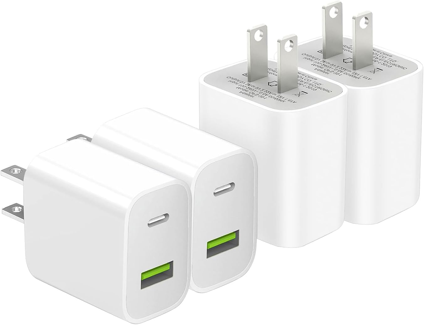 (4 PACK) 20W Dual Port USB-C & USB-A Charger Blocks - Gallery 9