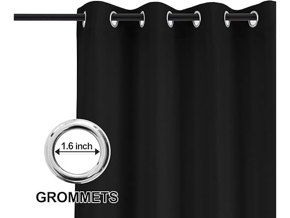 Comfonew Outdoor Curtains 2 Black Panels