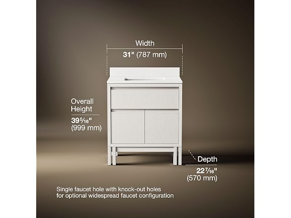 Kohler 30" Bathroom Vanity Cabinet Sink and Quartz top White