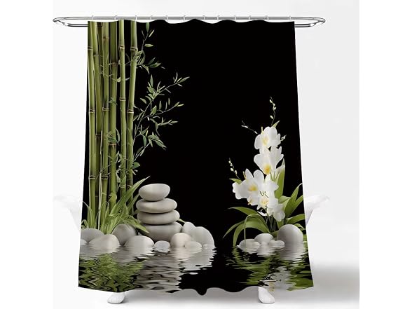 Bamboo Shower Curt Green Stone Meditation