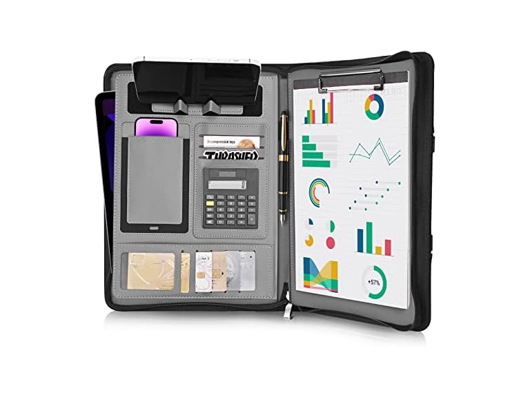 UBAFNOM Leather Portfolio w/Calculator