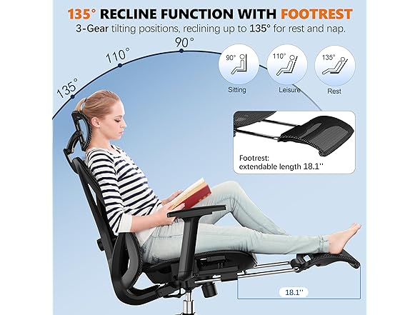 GABRYLLY Ergonomic Office Chair with Footrest