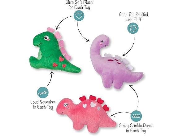 Fringe Studio Plush Squeaky Dog Toy, 3 Pc