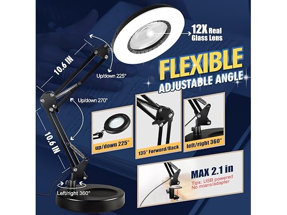 12X Magnifying Glass with Light and