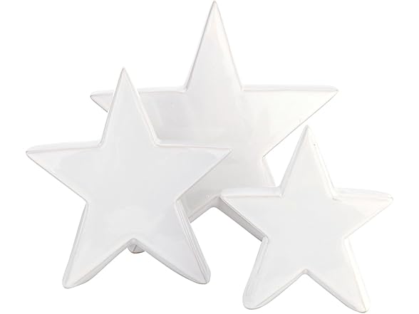 Ceramic Star Sculptures for Mantle or Tabletop, Set of 3