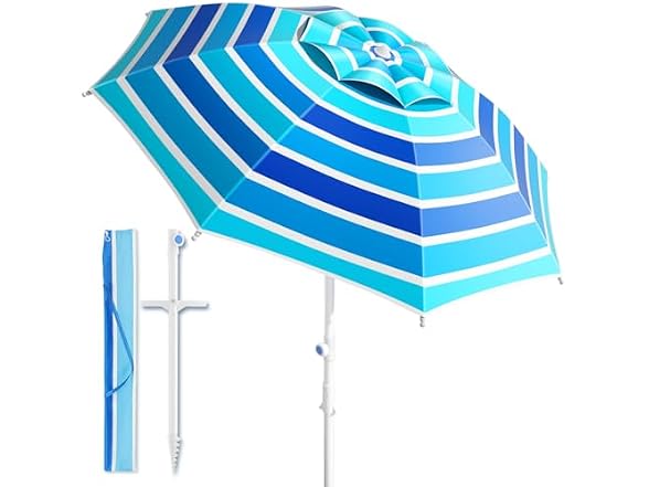 Alfolive 8FT Beach Umbrella for Sand